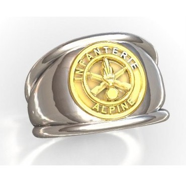 INFANTERIE ALPINE - Argent massif + Plateau Or massif 9 carats 375/1000eme - Armée de Terre