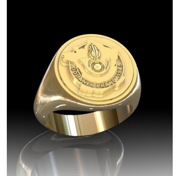 SERVICE DES DOUANES - Argent massif + Plateau or massif 18 carats - Armée de Terre
