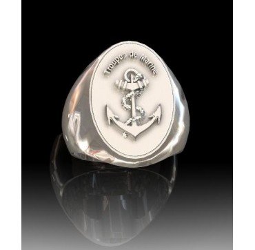 Troupes de marine Ovale- Argent massif - Armée de Terre