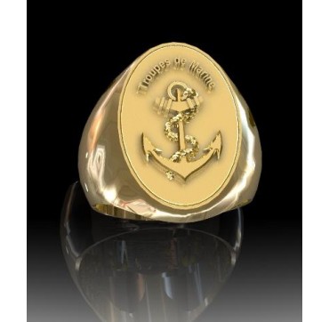 Troupes de marine Ovale- Or massif jaune ou gris - Armée de Terre Sur devis selon cours du jour de l'Or et taille de doigt