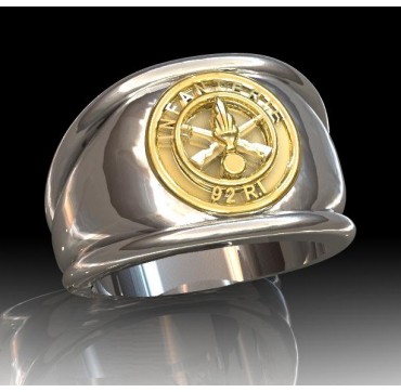 INFANTERIE 92EME RI - Argent massif + Plateau or massif 18 carats - Armée de Terre