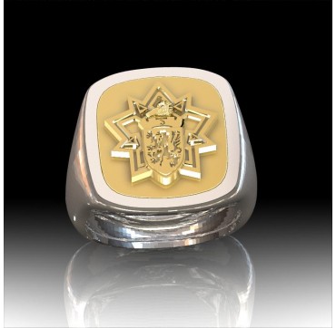 3EME REGIMENT DU GENIE - Argent massif + Plateau Or massif 9 carats 375/1000eme - Armée de Terre