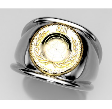 ONU YOUGOSLAVIE  - Argent massif + Plateau Or massif 9 carats 375/1000eme - Armée de Terre