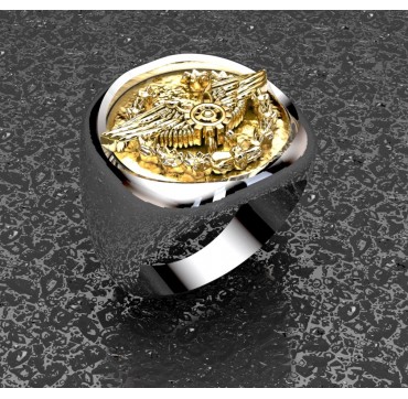MECANICIENS - Argent massif + Plateau Or massif 9 carats 375/1000eme - Armée de l'Air