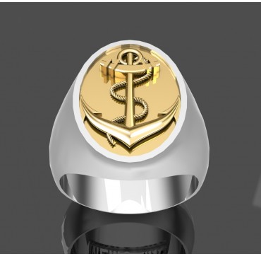 Marine Nationale - Argent massif + Plateau Or massif 9 carats 375/1000eme - Marine Nationale