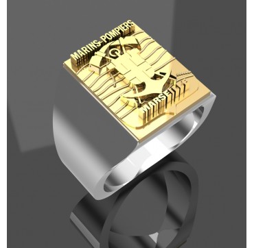 Marins Pompiers de Marseille - Argent massif + Plateau Or massif 18 carats 375/1000eme - Marine Nationale