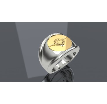 CHEVALIERE BREVET PARACHUTISTE- Argent massif + Plateau Or massif 9 carats 375/1000eme - Armée de Terre