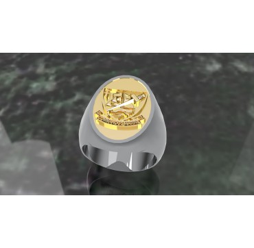 Commandos de marine ovale - Argent massif + Plateau or massif 18c- Marine Nationale