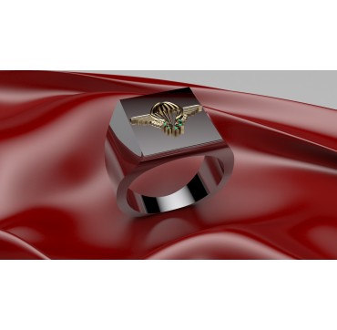 CHEVALIERE BREVET PARACHUTISTE- Argent massif + Plateau Or massif 9 carats 375/1000eme - Armée de Terre