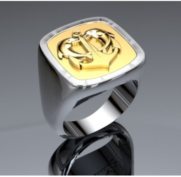 PLONGEUR DE BORD - Argent massif + Plateau Or massif 9 carats 375/1000eme- Marine Nationale