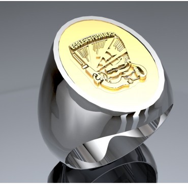 ECOLE DES FUSILIERS MARINS OVALE - Argent massif + Plateau or massif 18c- Marine Nationale