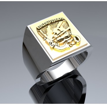ECOLE DES FUSILIERS MARINS  - Argent massif + Plateau or massif 18c- Marine Nationale