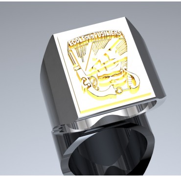 ECOLE DES FUSILIERS MARINS - Argent massif + Plateau Or massif 9 carats 375/1000eme - Marine Nationale