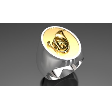 19eme REGIMENT DE CHASSEURS- Argent massif + Plateau or massif 18 Carats - Armée de Terre