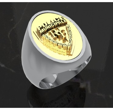 POLICE MUNICIPALE - Argent massif + Plateau Or massif 9 carats 375/1000eme - Armée de Terre