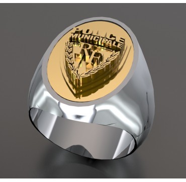 POLICE MUNICIPALE  - Argent massif + Plateau or massif 18 carats - Armée de Terre