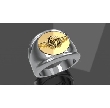 CHEVALIERE BREVET PREPARATION PARACHUTISTE - Argent massif + Plateau or massif 18 carats - Armée de Terre