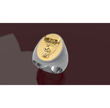Pompier de Paris OVALE - Argent massif + Plateau or 9 carats - Armée de Terre
