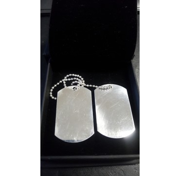PLAQUES US ARGENT AVEC CHAINE BOULE