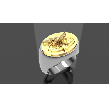 BREVET ALPIN MONTAGNE "CHOUCAS" - Argent massif + Plateau Or massif 9 carats 375/1000eme - Armée de Terre