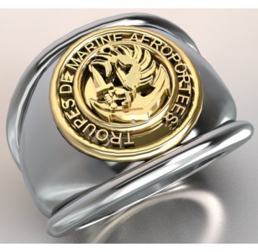 Troupes de marine aéroportées - Argent massif + Plateau or massif 18 carats - Armée de Terre