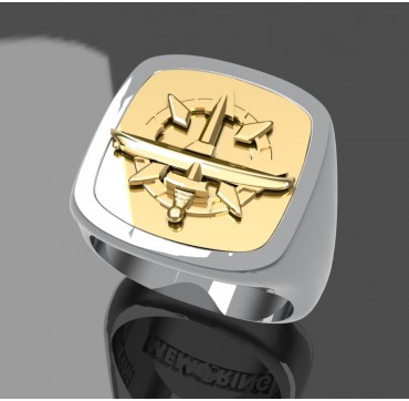 Sous mariniers supérieur - Argent massif + Plateau or 18k - Marine Nationale