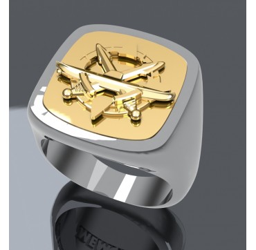 Sous mariniers commandant - Argent massif + Plateau Or massif 9 carats 375/1000eme - Marine Nationale