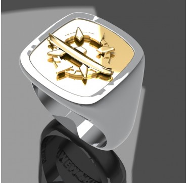 Sous mariniers - Argent massif + Plateau Or massif 9 carats 375/1000eme - Marine Nationale