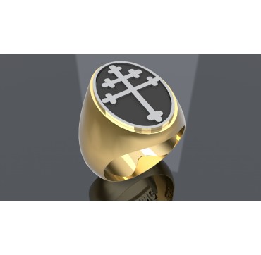 CHEVALIERE CROIX DE LORRAINE - Argent massif + Plateau or massif 18 CARATS