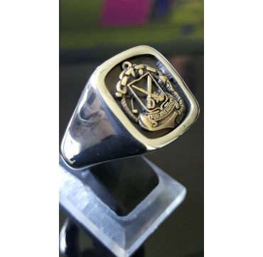 Fusiliers marins  - Argent massif +Plateau Or massif 9 carats 375/1000eme- Marine Nationale