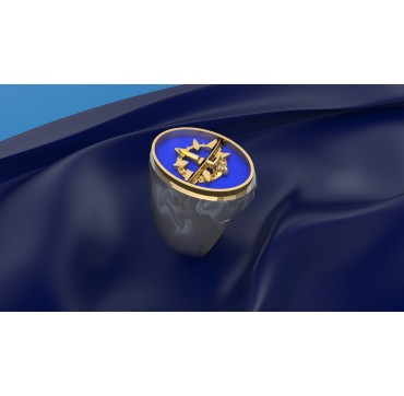 Sous mariniers supérieur - Argent massif + Plateau or 18k - Marine Nationale