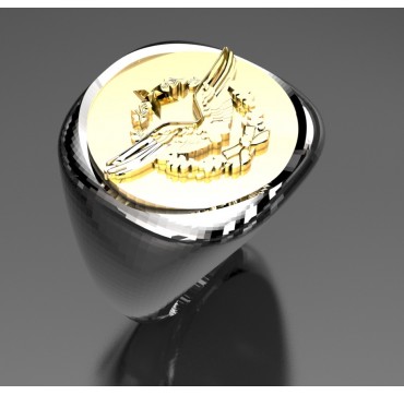 Personnel volant - Argent massif + Plateau Or massif 9 carats 375/1000eme - Marine Nationale