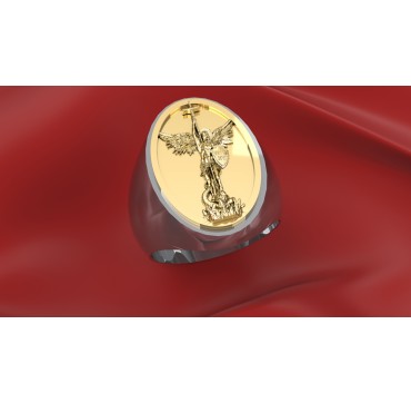 SAINT MICHEL ARCHANGE - Argent massif + Plateau Or massif 9 carats 375/1000eme - Armée de Terre