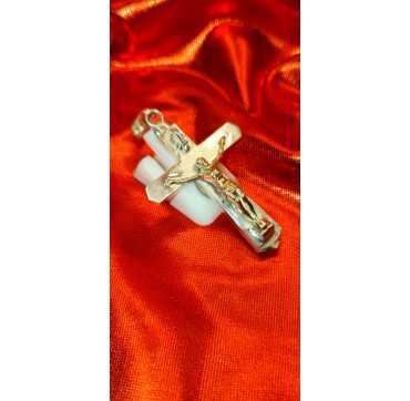 CRUCIFIX BREVET LEGION ETRANGERE BICOLORE ARGENT ET OR