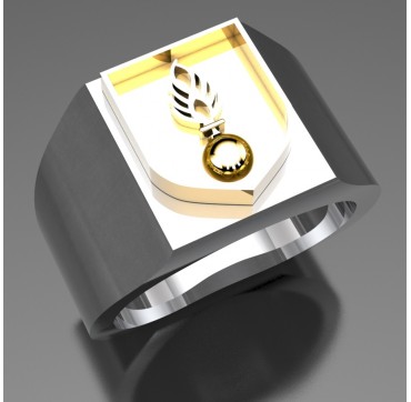 Gendarme Auxiliaire - Argent massif + Plateau Or massif 9 carats 375/1000eme  - Armée de Terre