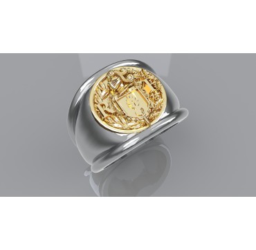 Gendarmerie - Argent massif + Plateau Or massif 9 carats 375/1000eme  - Armée de Terre