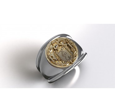 Gendarmerie - Argent massif + Plateau Or massif 18 carats 750/1000eme  - Armée de Terre